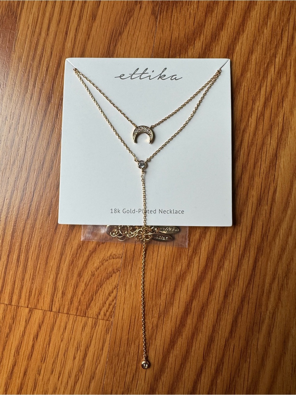Ettika Gold Double-Layer Crescent Y Necklace